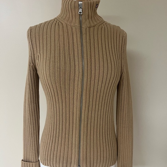 Polo Ralph Lauren Sweaters - Ralph Lauren Women Size S Tan Cable Knit Cotton Full Zip Sweater Preppy Classic